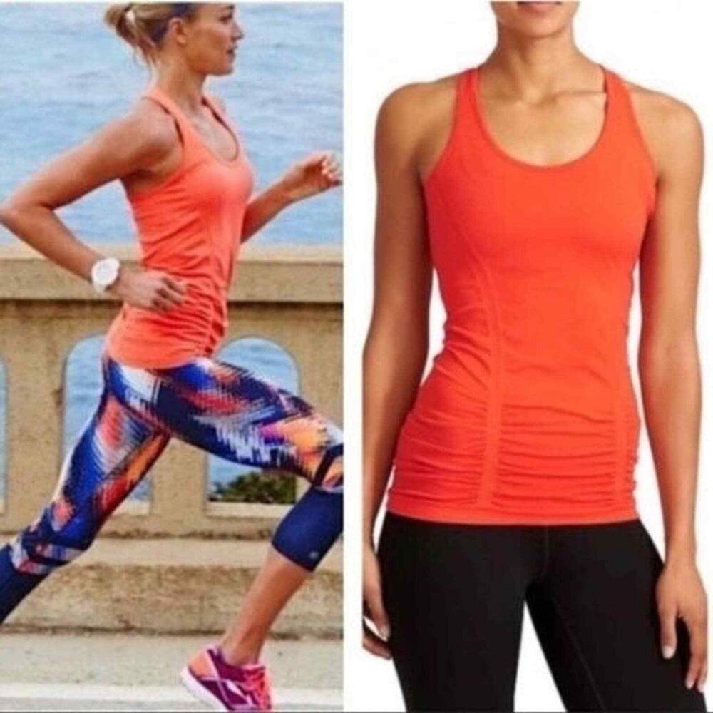 Athleta Fastest Track Ember Orange Racerback Tank Top Size Small